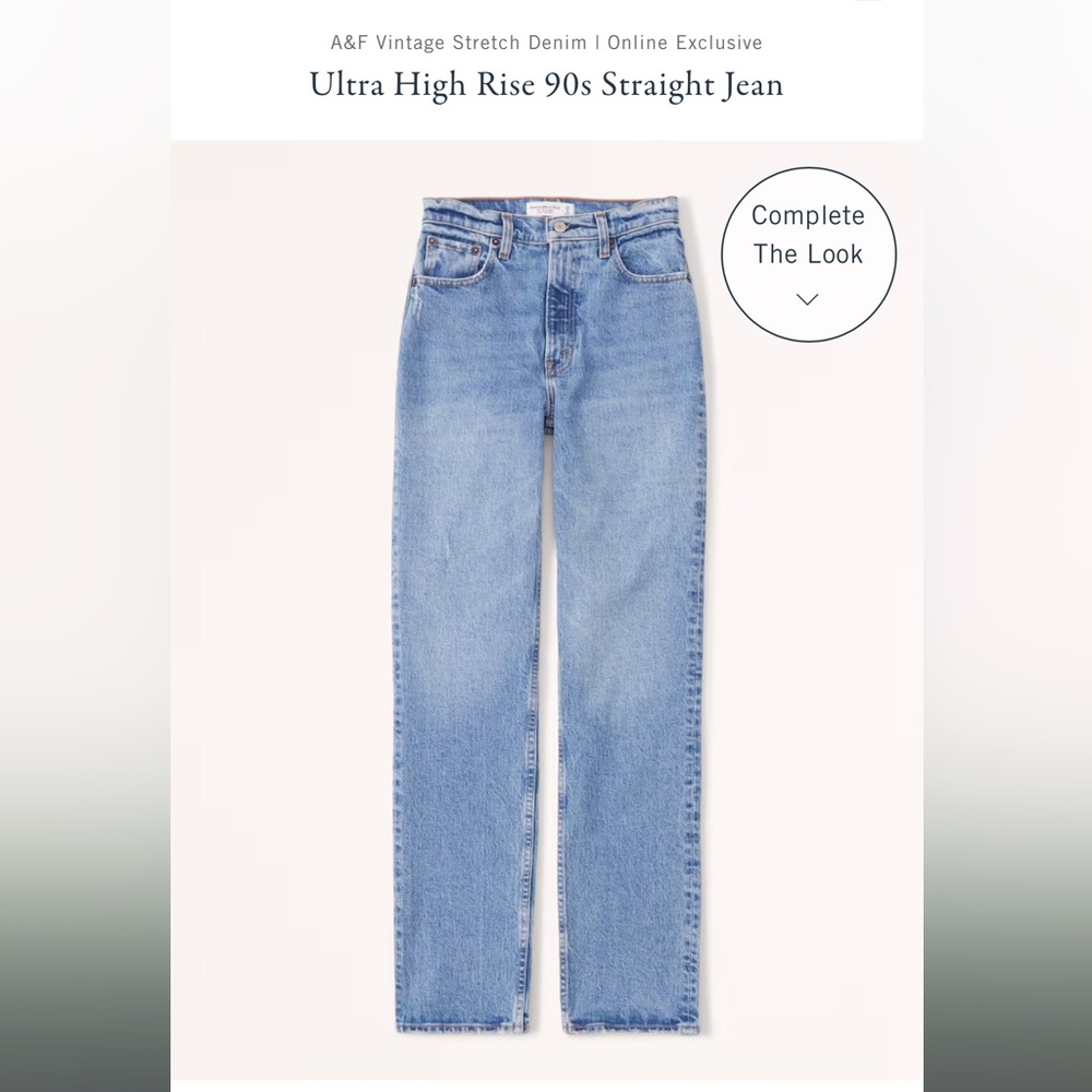 Abercrombie Ultra High Rise 90s Straight Jean Size 30/10 short medium wash